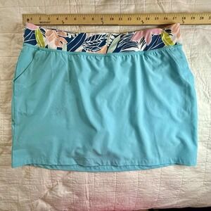 Reel Legends Women's Skort L Aqua‎ Floral Pull On Active Beach Comber Pockets